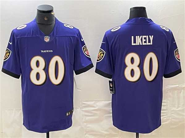 Mens Baltimore Ravens #80 Isaiah Likely Purple Vapor Limited Football Limited Jersey->->NFL Jersey